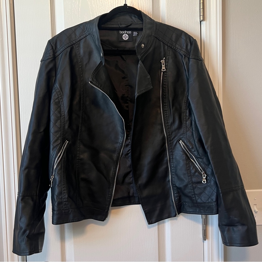 BOOHOO Quilted Faux Leather Biker Jacket